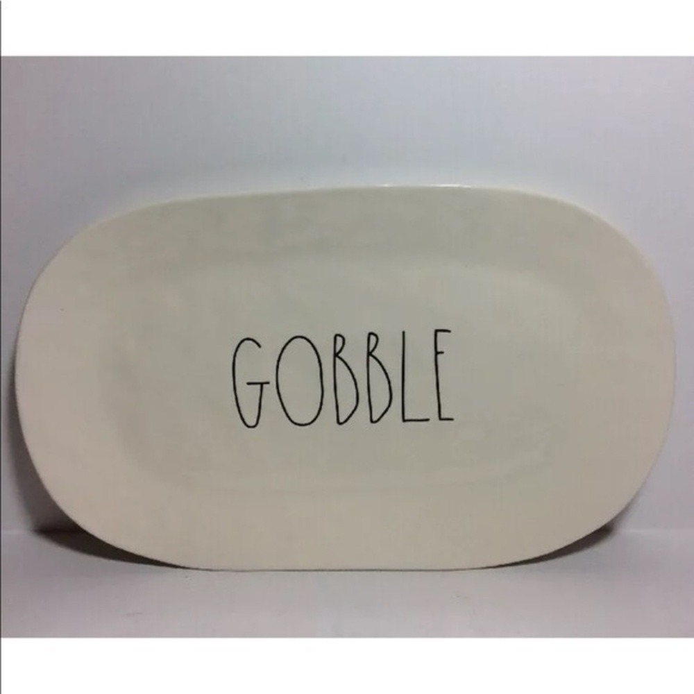 New Rae Dunn GOBBLE Large Oval Platter Holiday